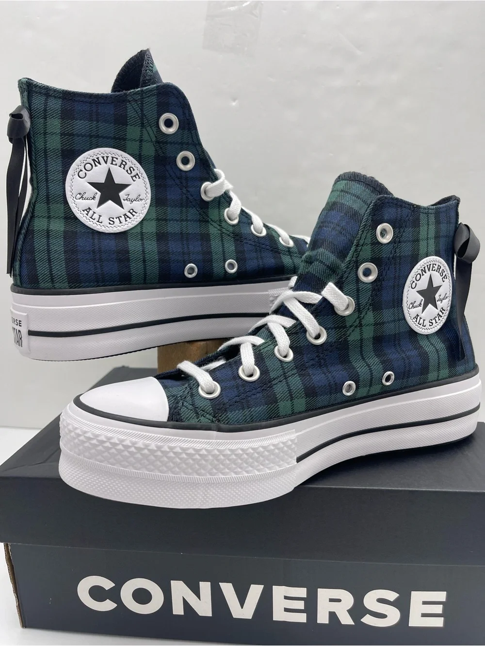 Converse A13879C CTAS LIFT HI NAVY/BLACK/WHITE Platform Sneakers Plaid